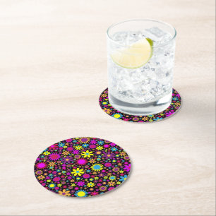 Posavasos Redondo De Papel Flower Power