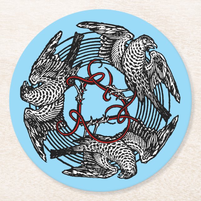 Posavasos Redondo De Papel Folleto de antigüedades Tres halcones William de M (Anverso)