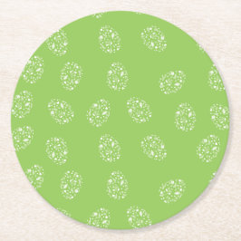 Posavasos Redondo De Papel Fondo verde con huevos ornamentales