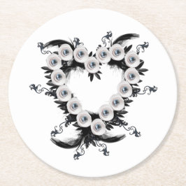 Posavasos Redondo De Papel Forma del corazón de la piel y la perla negra