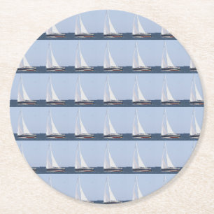 Posavasos Redondo De Papel Foto de barco de vela