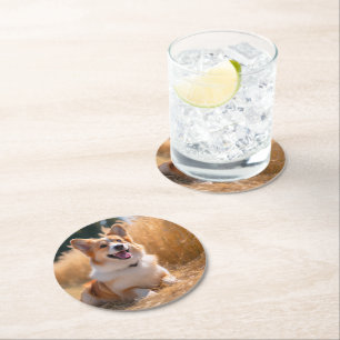 Posavasos Redondo De Papel Foto de Mascota Personalizada