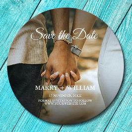 Posavasos Redondo De Papel Foto Guardar La Boda Elegante De Fecha