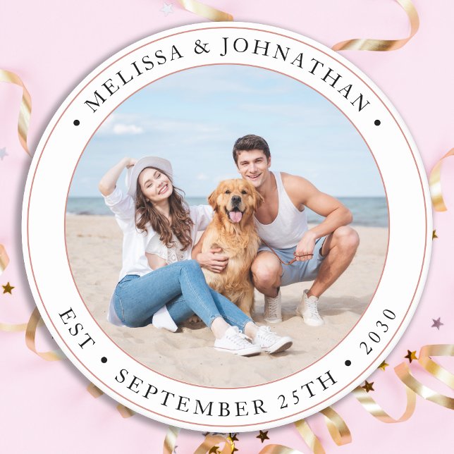 Posavasos Redondo De Papel Foto moderna personalizada por el boda (Subido por el creador)