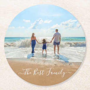 Posavasos Redondo De Papel Foto personalizado y texto su diseño la mejor fami