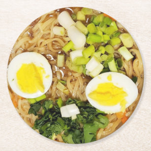 Posavasos Redondo De Papel Fotos de la sopa divertida de Ramen