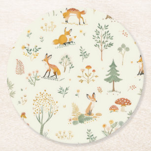 Posavasos Redondo De Papel "Fox Forest Coasters"
