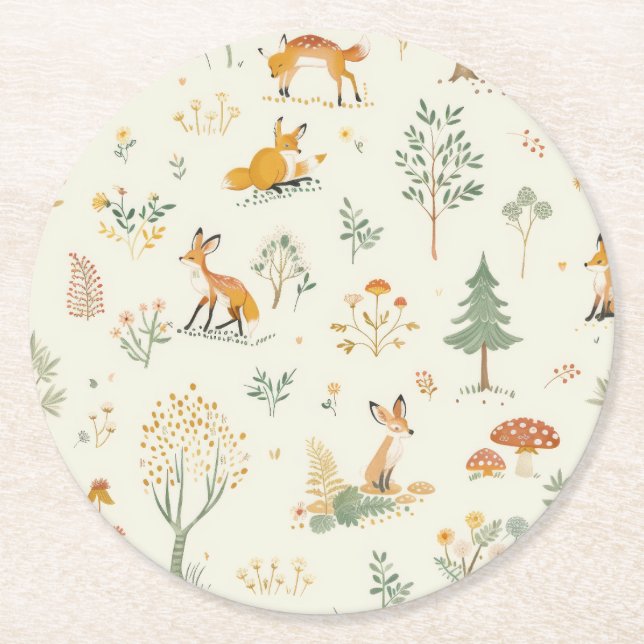 Posavasos Redondo De Papel "Fox Forest Coasters" (Anverso)