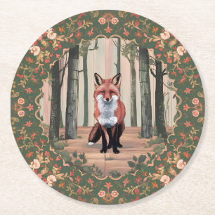 Posavasos Redondo De Papel Fox ventilado en el arte inspirado en la naturalez