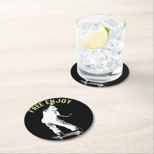 Posavasos Redondo De Papel Free Enjoy Retro Urban Skateboing