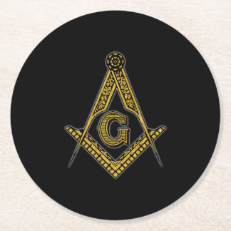 Posavasos Redondo De Papel Freemason (negro y oro)