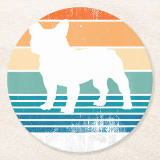 Posavasos Redondo De Papel Frenchie Bulldog Retro Sunset Love