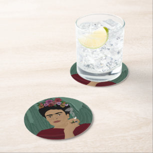 Posavasos Redondo De Papel Frida Kahlo