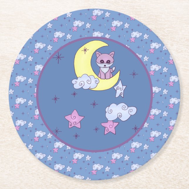 Posavasos Redondo De Papel Fuchs im Mond  (Anverso)