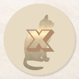 Posavasos Redondo De Papel Funky Gold Cat Coaster