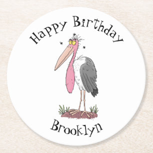 Posavasos Redondo De Papel Funny marabou stork personalizado
