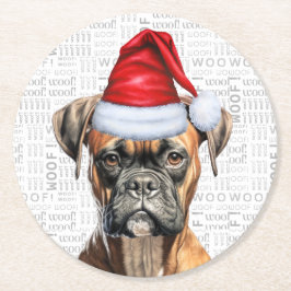 Posavasos Redondo De Papel Funny Navidades Boxer Dog Lover Holiday