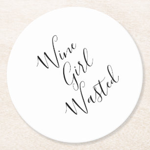 Posavasos Redondo De Papel Funny Wine Chica Wastre Papel Redondo