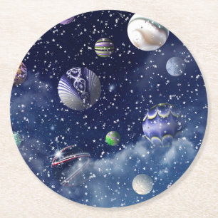Posavasos Redondo De Papel Galaxia azul
