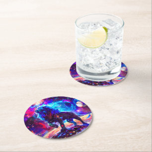 Posavasos Redondo De Papel Galaxy Lion Blue