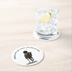 Posavasos Redondo De Papel Galloping Thoroughbed Horse Paper Coaster