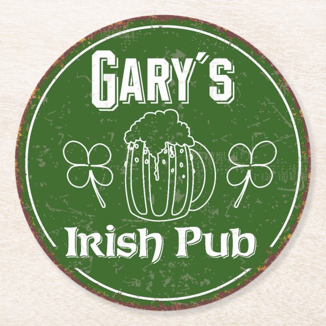 Posavasos Redondo De Papel Gary´s Irish Pub (Anverso)