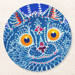 Posavasos Redondo De Papel Gato gótico azul