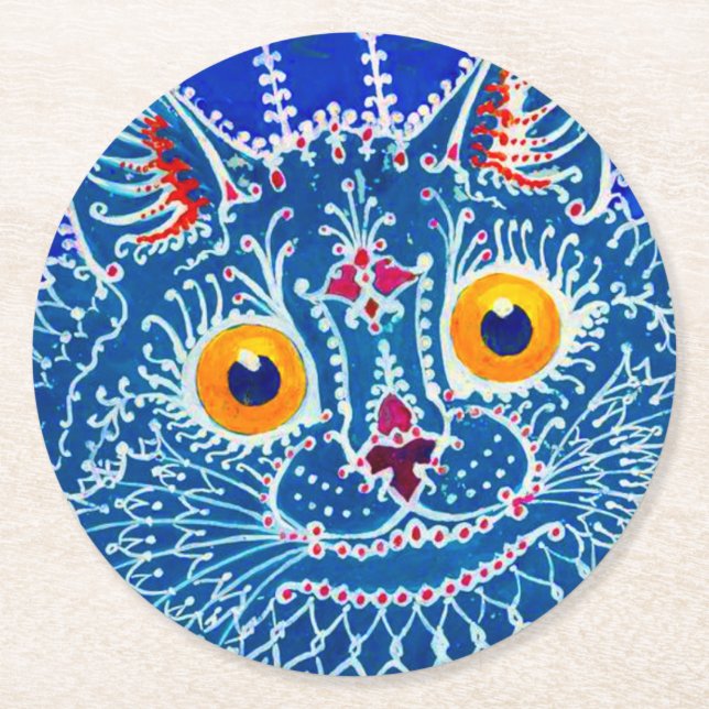 Posavasos Redondo De Papel Gato gótico azul (Anverso)