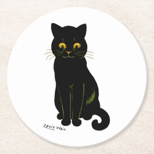 Posavasos Redondo De Papel Gato negro, Louis Wain