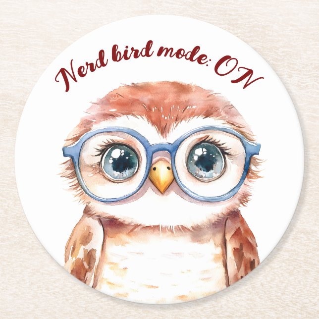 Posavasos Redondo De Papel Geek Nerd Bird (Anverso)