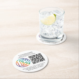 Posavasos Redondo De Papel Generador de código QR y logotipo comercial Simple
