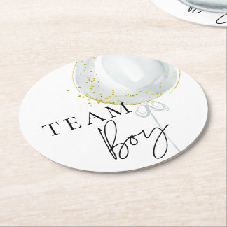 Posavasos Redondo De Papel Género de globo rosa y azul revelan a Team Boy