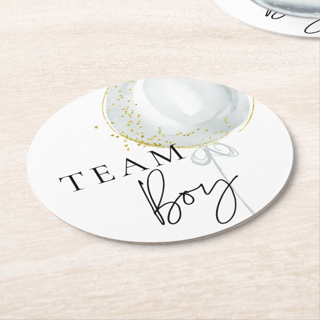 Posavasos Redondo De Papel Género de globo rosa y azul revelan a Team Boy (En perspectiva)