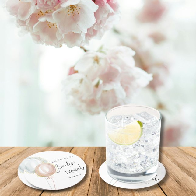 Posavasos Redondo De Papel Género de globo rosa y azul revelan a Team Boy (Subido por el creador)