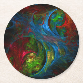 Posavasos Redondo De Papel Génesis Arte abstracto azul