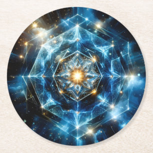Posavasos Redondo De Papel Geometría Cósmica Mandala Estrella Universo Abstra