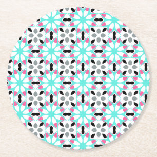 Posavasos Redondo De Papel Geométrico floral moderno