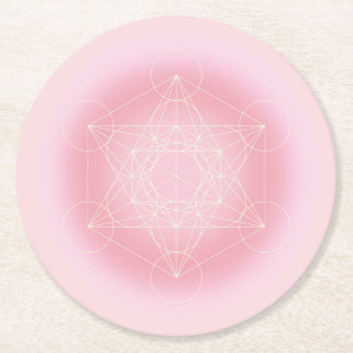 Posavasos Redondo De Papel geométrico sagrado, rosa, Metatron, posavasos, zen