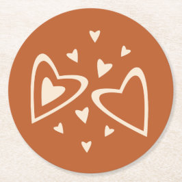 Posavasos Redondo De Papel Geometry in Love - crema sobre óxido rojo - imagen