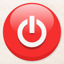 Posavasos Redondo De Papel Gigante Botón de encendido rojo