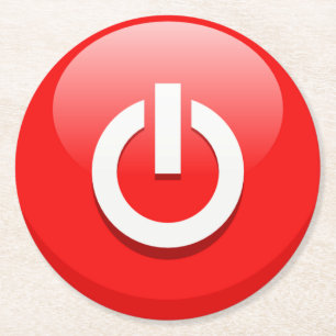 Posavasos Redondo De Papel Gigante Botón de encendido rojo