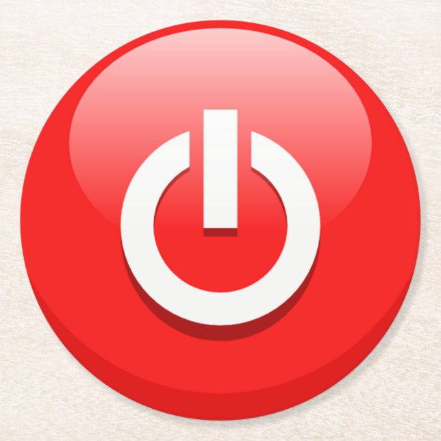 Posavasos Redondo De Papel Gigante Botón de encendido rojo (Anverso)