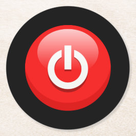 Posavasos Redondo De Papel Gigante Botón de encendido rojo