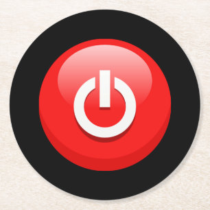 Posavasos Redondo De Papel Gigante Botón de encendido rojo