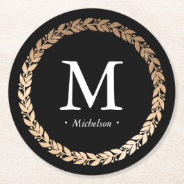 Posavasos Redondo De Papel Gilded Garland Monogrammed Cocktail