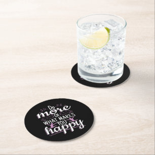 Posavasos Redondo De Papel Gimnasia Femenil - Frase Motivacional Feliz