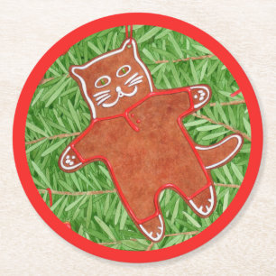 Posavasos Redondo De Papel GINGERBREAD KITTY Redondo Papel Redondo Sastres /
