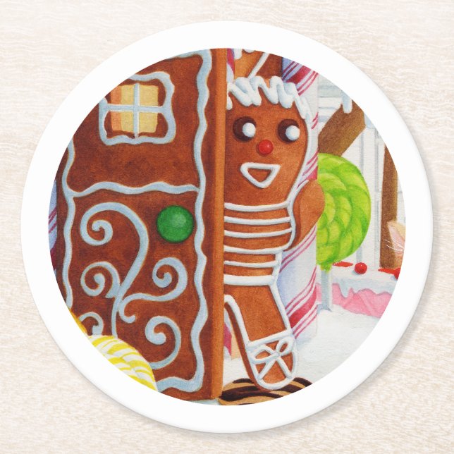Posavasos Redondo De Papel GINGERBREAD MAN Round Paper Coasters (Anverso)