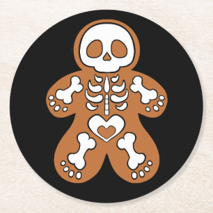 Posavasos Redondo De Papel Gingerbread Skeleton Man