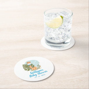 Posavasos Redondo De Papel Giraffe Baby Shower Napkin (Animal Boy Safari)
